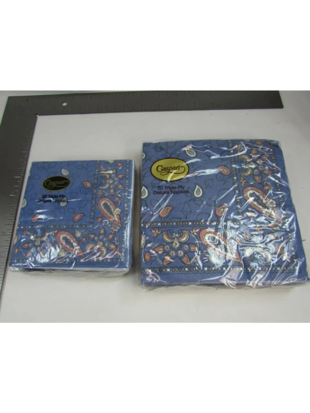 Vintage Caspari Paper Cocktail Napkins Blue Paisley 34273